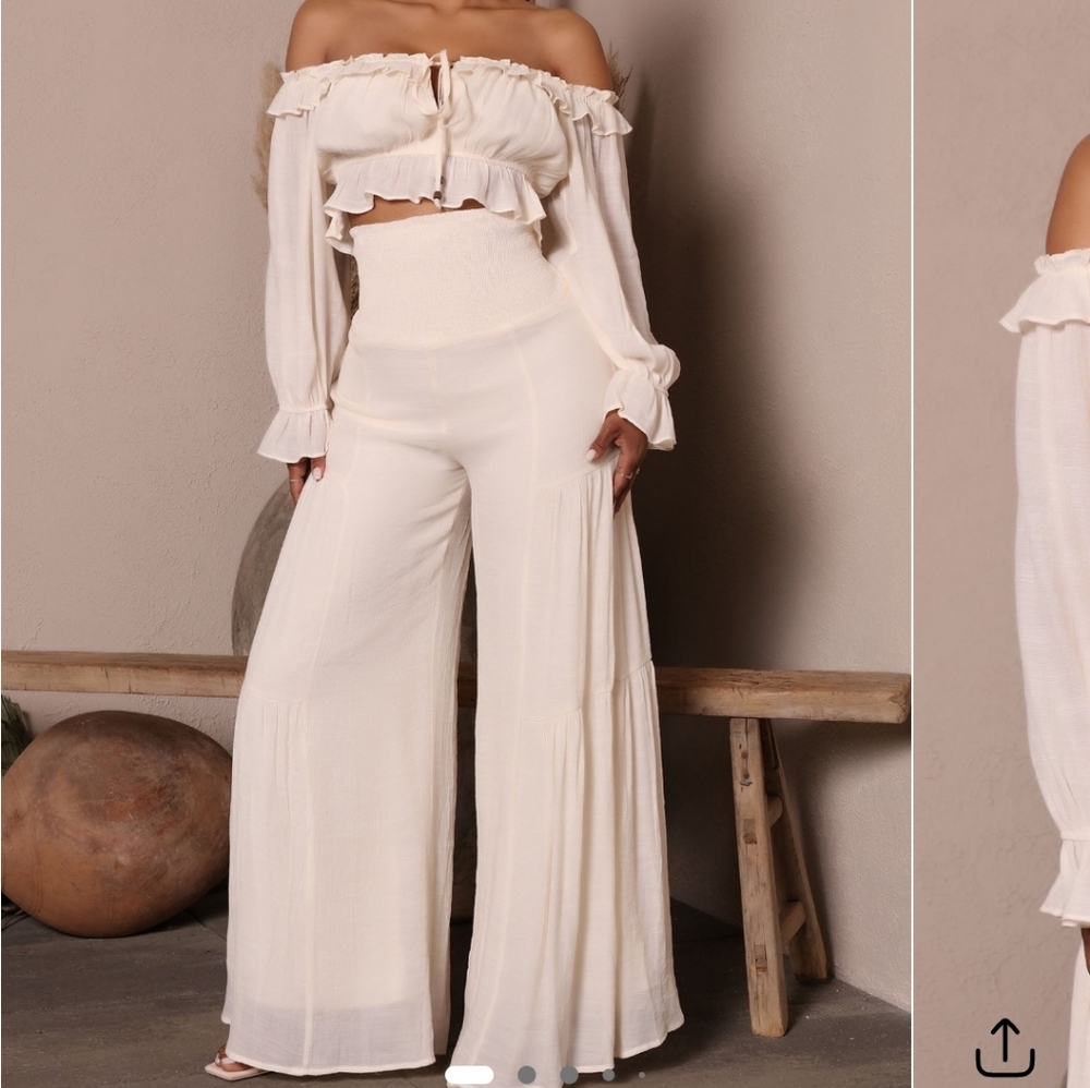 Fashion Nova Off-White Wide Leg Jumpsuit